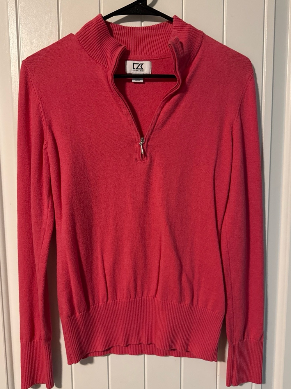 Cutter Buck Women's Pink Half-Zip Sweater Preppy Casual Sz SP